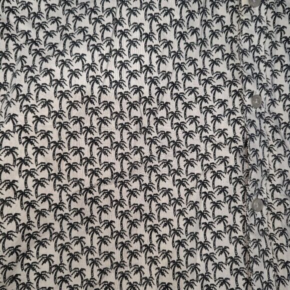 Marc Anthony Men's Size Large White & Black Palm Trim Quirky Button Front Shirt - Picture 1 of 7